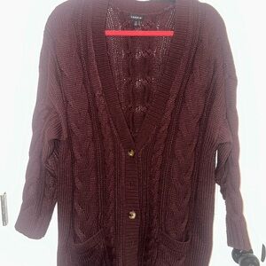 Torrid Burgundy Cable Knit Cardigan